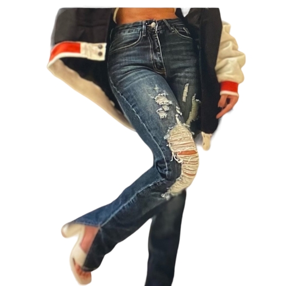 Fashion Nova Killing 'Em Kindly High Rise Dark Blue Wash Jeans, Size 11 Juniors - Picture 5 of 7